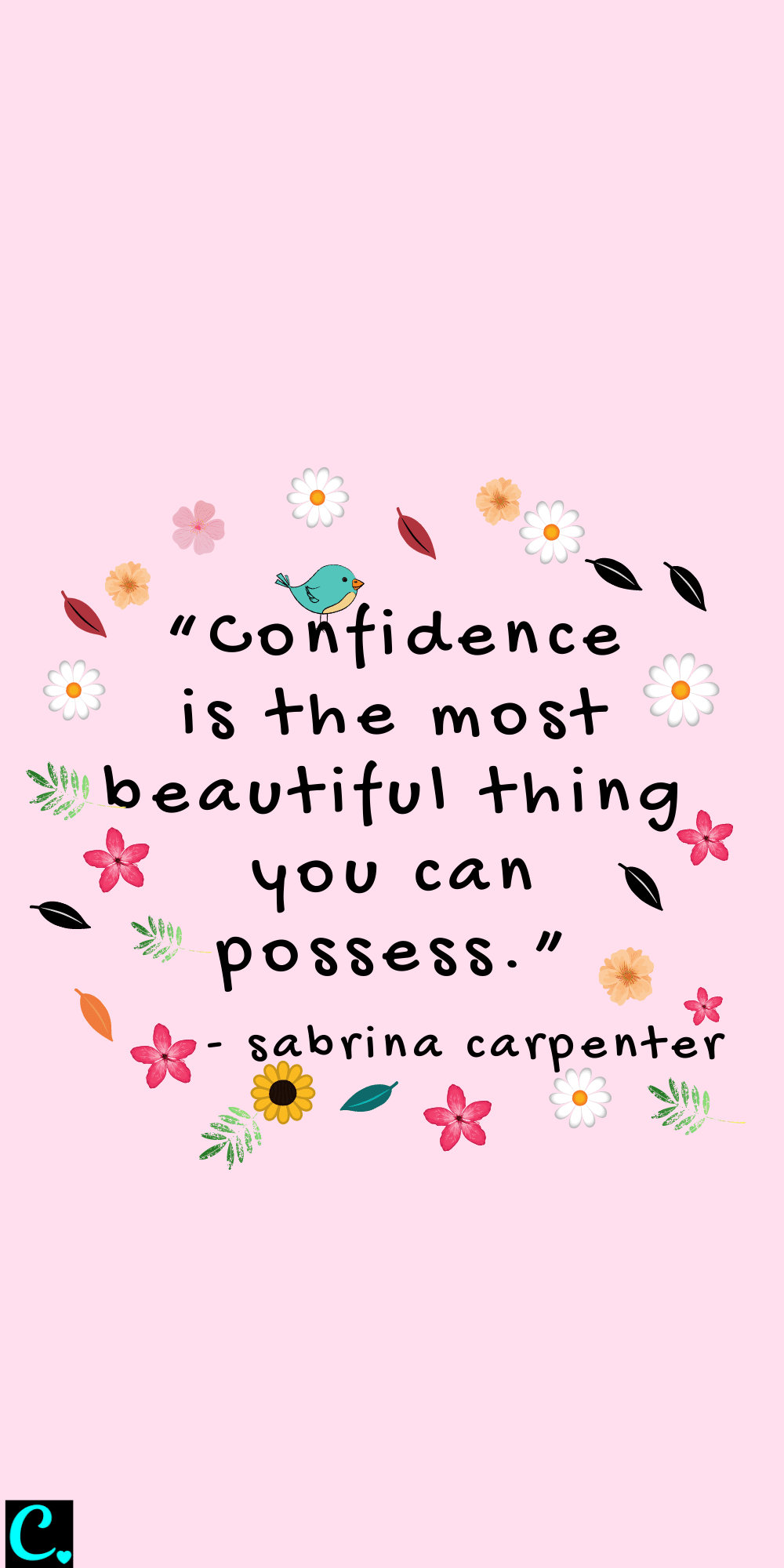 confidence is the most beautiful thing you can possess - glow up quote by Sabrina Carpenter