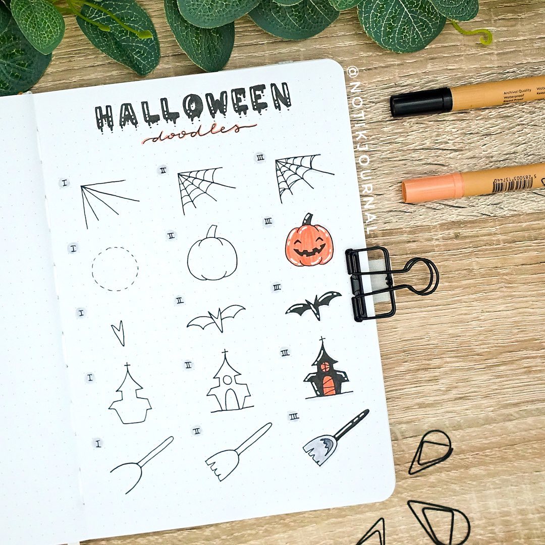 Halloween doodle step by step