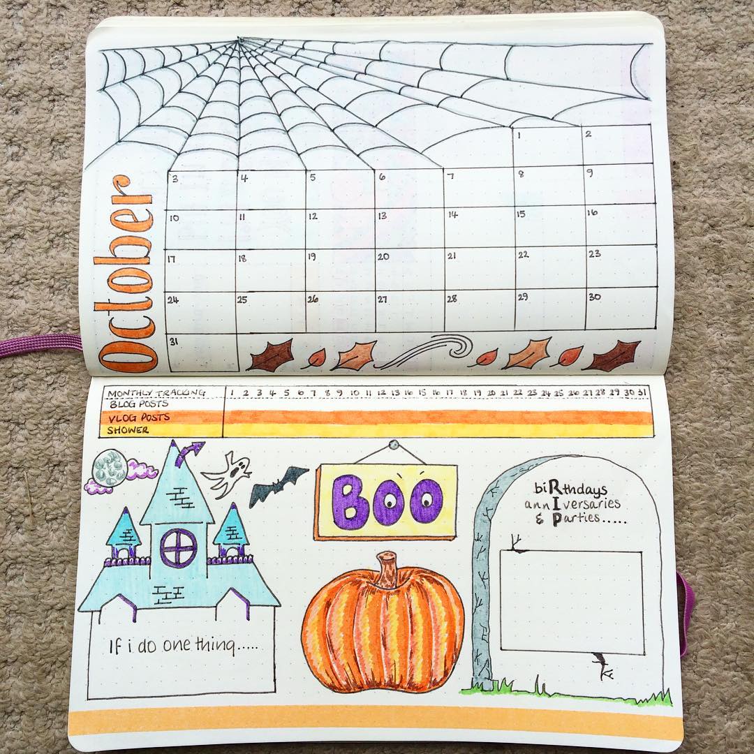 halloween theme monthly spread