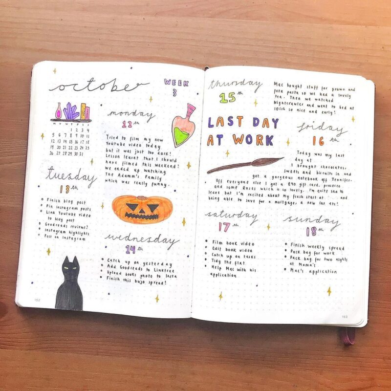 57 Halloween Bullet Journal Ideas You've Got To Try! - Captivating Crazy