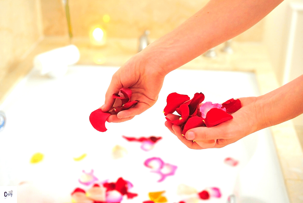 rose petals in a bath tub can help you feel great