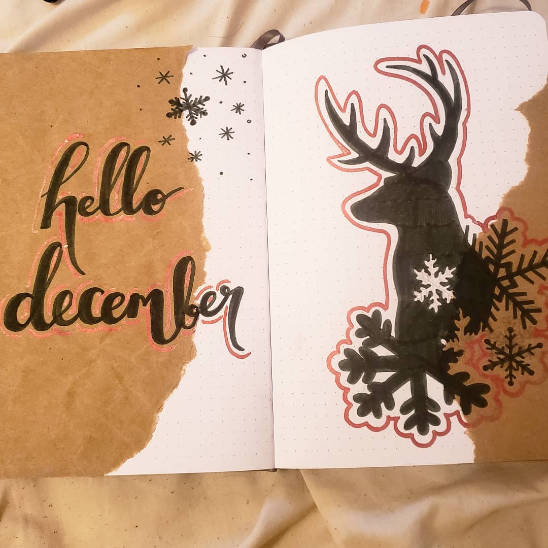 reindeer silhouette and torn paper