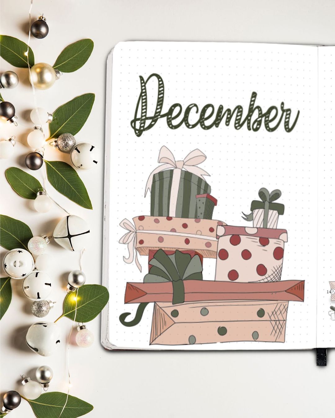 December cover page decorated with Christmas gifts