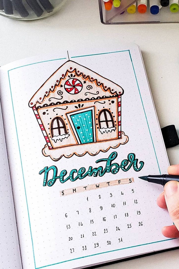 Gingerbread house monthly page