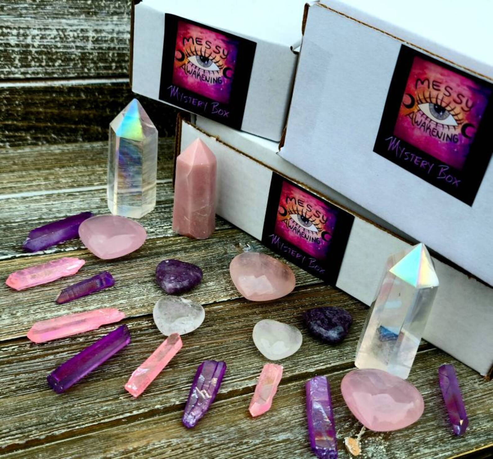 Witchy mystery box filled with spiritual items, crystals and more