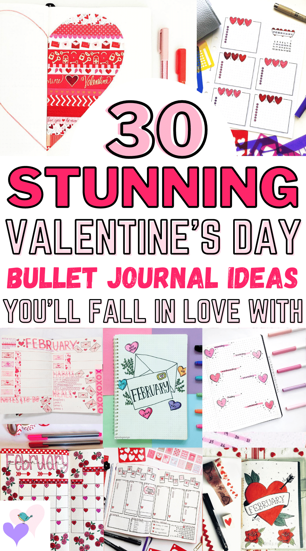30 valentines day bullet journal ideas