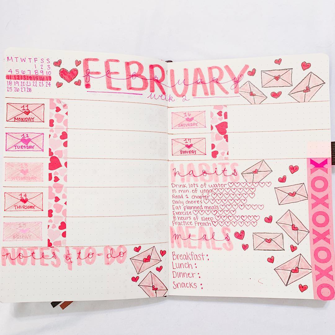 Pink Heart Weekly Planner
