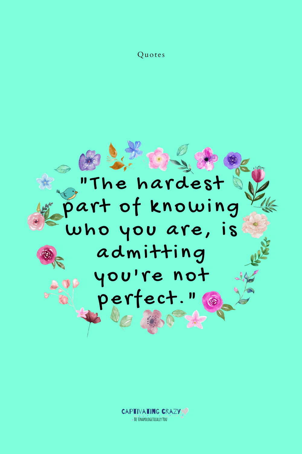 "The hardest part of knowing who you are, is admitting you're not perfect." - Unknown
