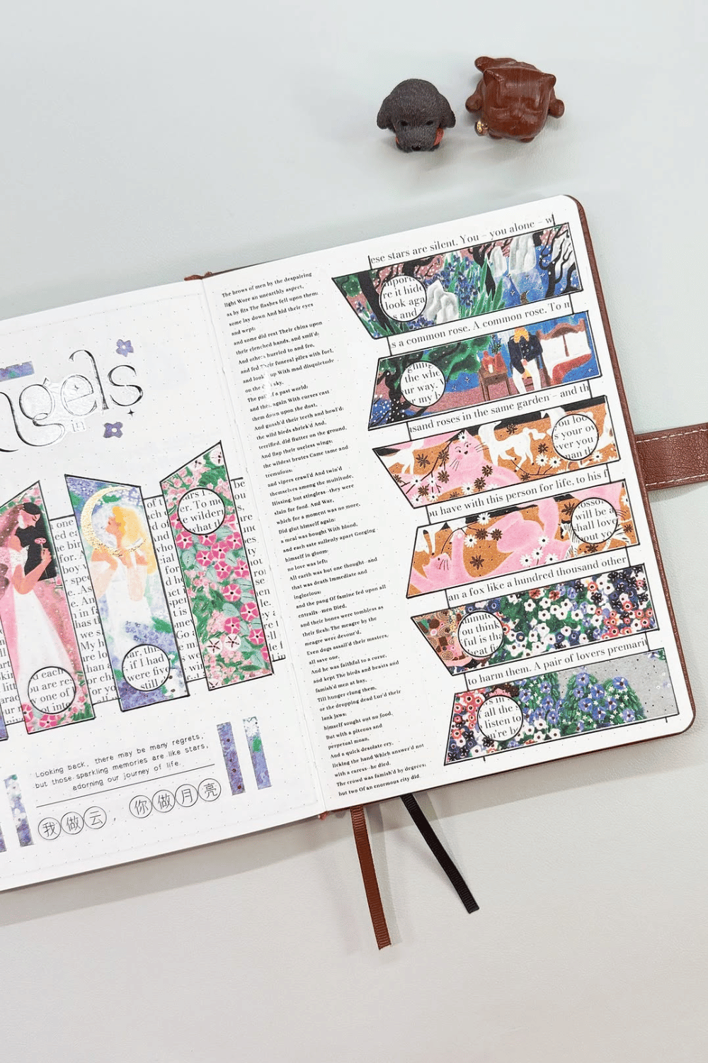 Creative collage bullet journal spread inspiration