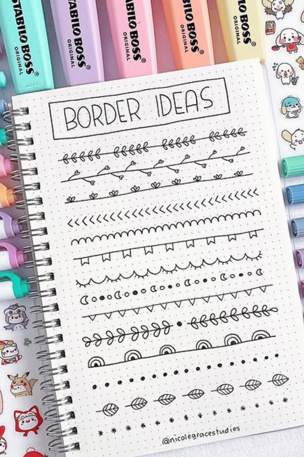 Simple bullet journal border ideas for future spreads