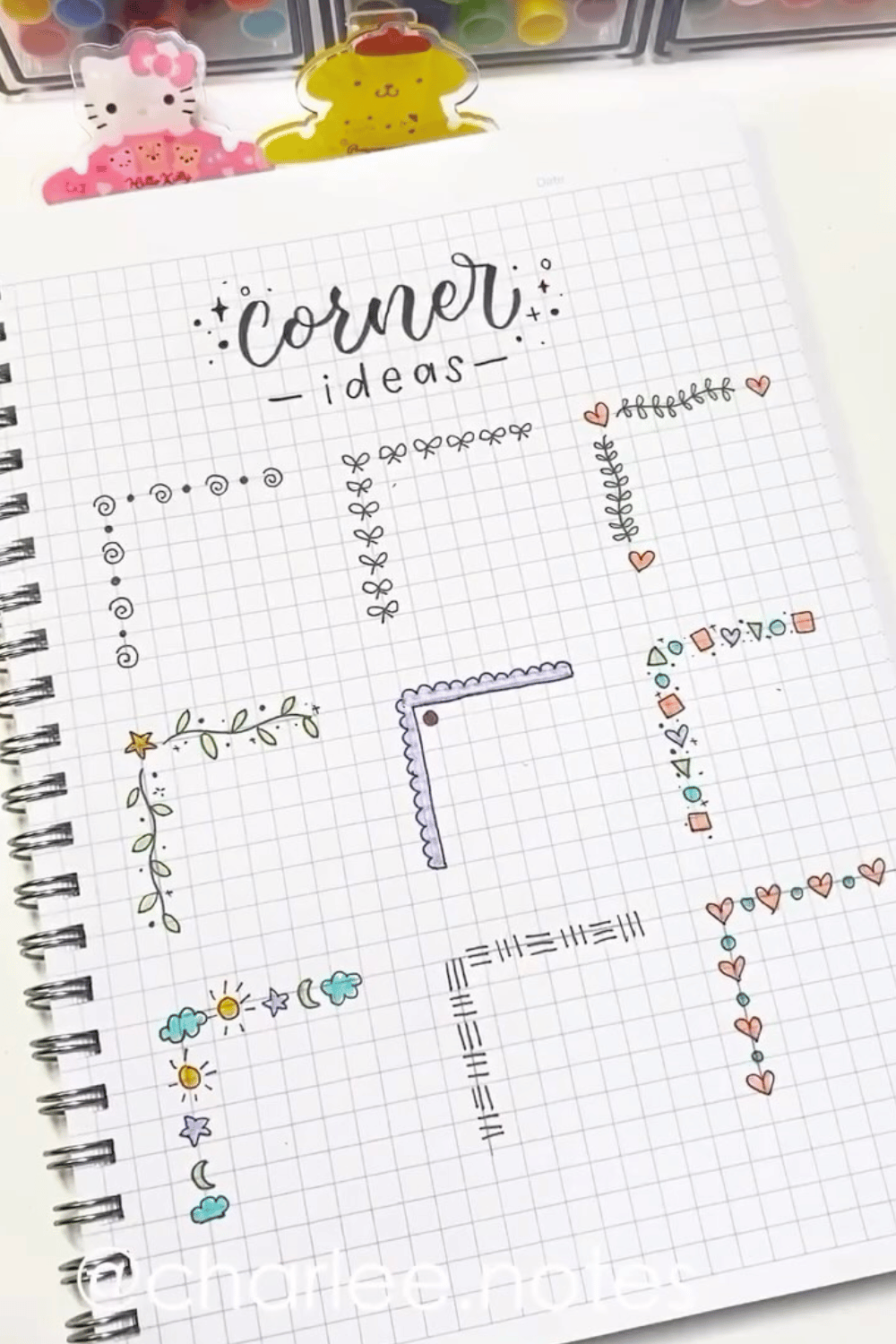 Corner doodle bullet journal ideas for simple decoration
