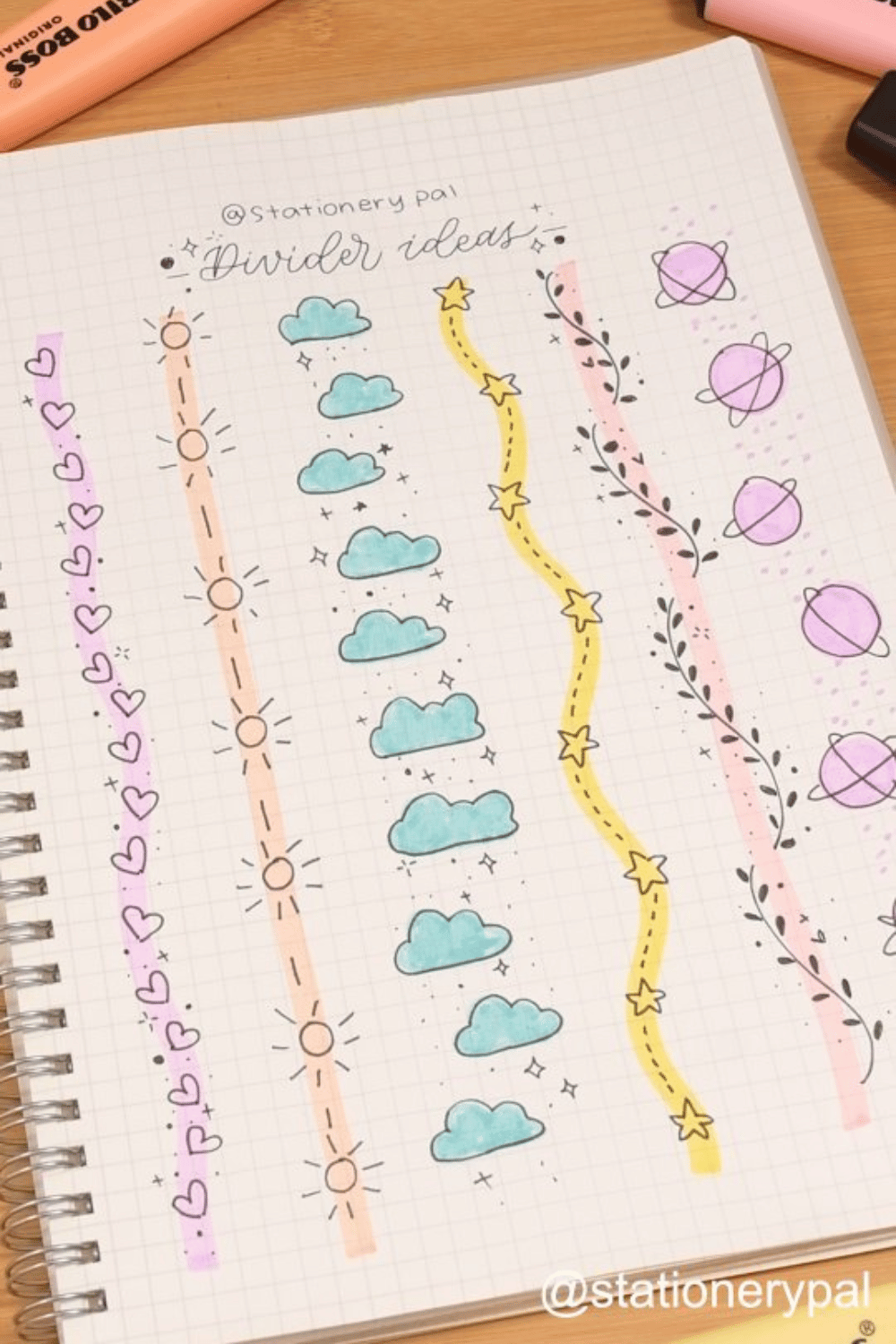 Bullet journal divider ideas for organizing sections