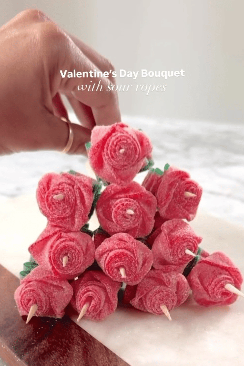 Sour candy rose bouquet for Galentine’s Day