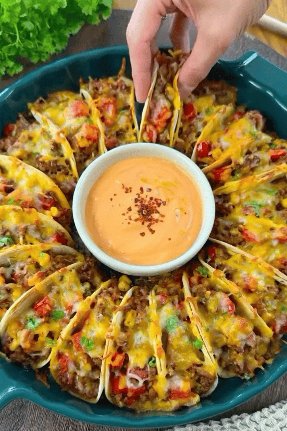 Skillet nachos served as a Galentine’s party main dish