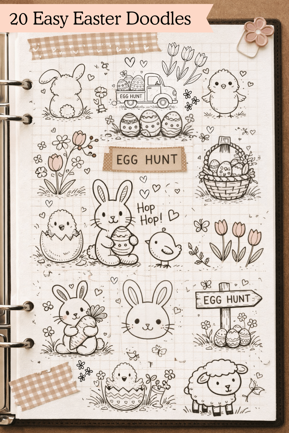 Looking for easy Easter doodles you can actually draw in your journal? This post is full of spring doodles and bullet journal doodles ideas that are simple, calming, and perfect for everyday pages. You’ll find Easter sketches, Easter egg drawing ideas, and bunny doodle simple designs that work beautifully in bullet journals, planners, and notebooks. These simple Easter drawings are ideal if you love clean lines, gentle details, and creative spreads that don’t feel overwhelming. From Easter rabbit drawing ideas to easy motifs you can repeat again and again, this is a lovely way to add seasonal charm to your pages.