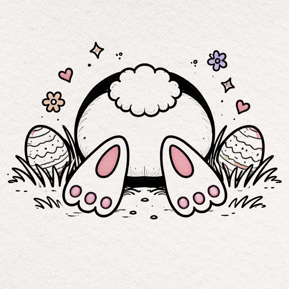 Bunny feet peeking out Easter doodle for decorating journal corners