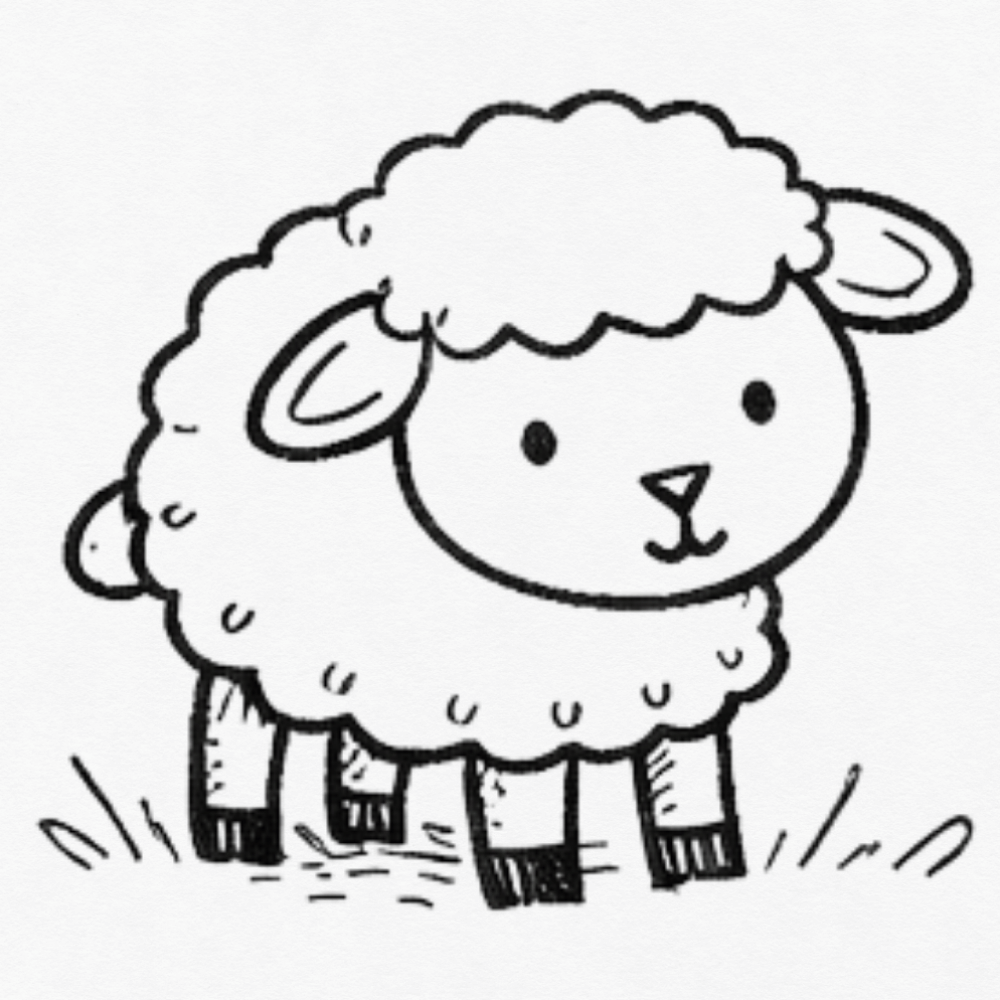Sweet lamb Easter doodle in simple hand drawn style for religious holiday pages