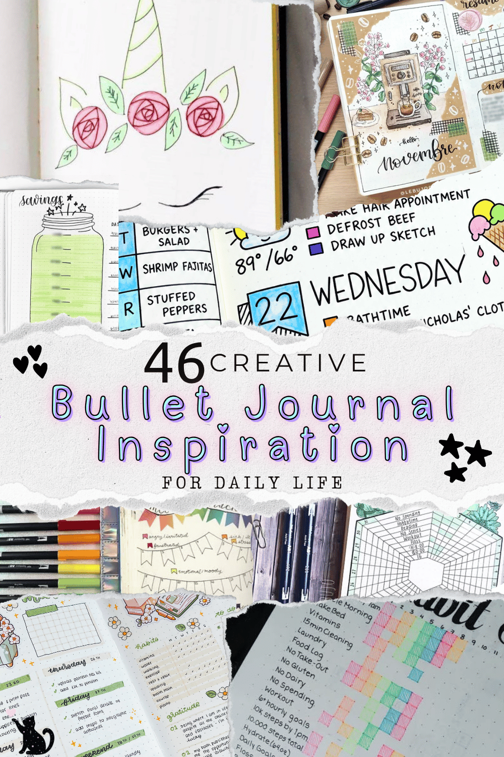 Bullet Journal Inspiration! Discover 46 gorgeous and creative bullet journal ideas to inspire your next spread! From colourful mood trackers and pretty habit trackers to weekly layouts, monthly themes and cute doodles, there's something for everyone. Whether you're looking for Bullet Journal Ideas, Bujo Journal Ideas or Dot Journal Ideas, you'll find plenty of inspiration to make your notebook your own. Explore Pretty Journal Pages, Journal Ideas Creative and Bullet Journal Inspiration Layout ideas that make planning your life fun and beautiful. Save your favourites for later!